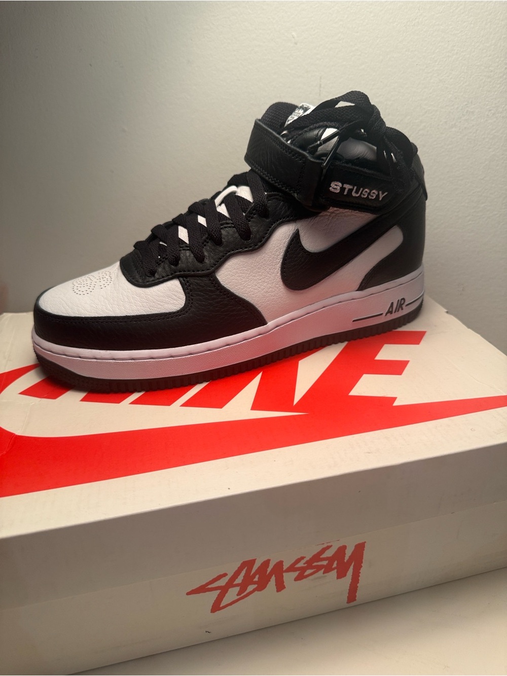Nike Stussy Black and White High-Top Sneaker